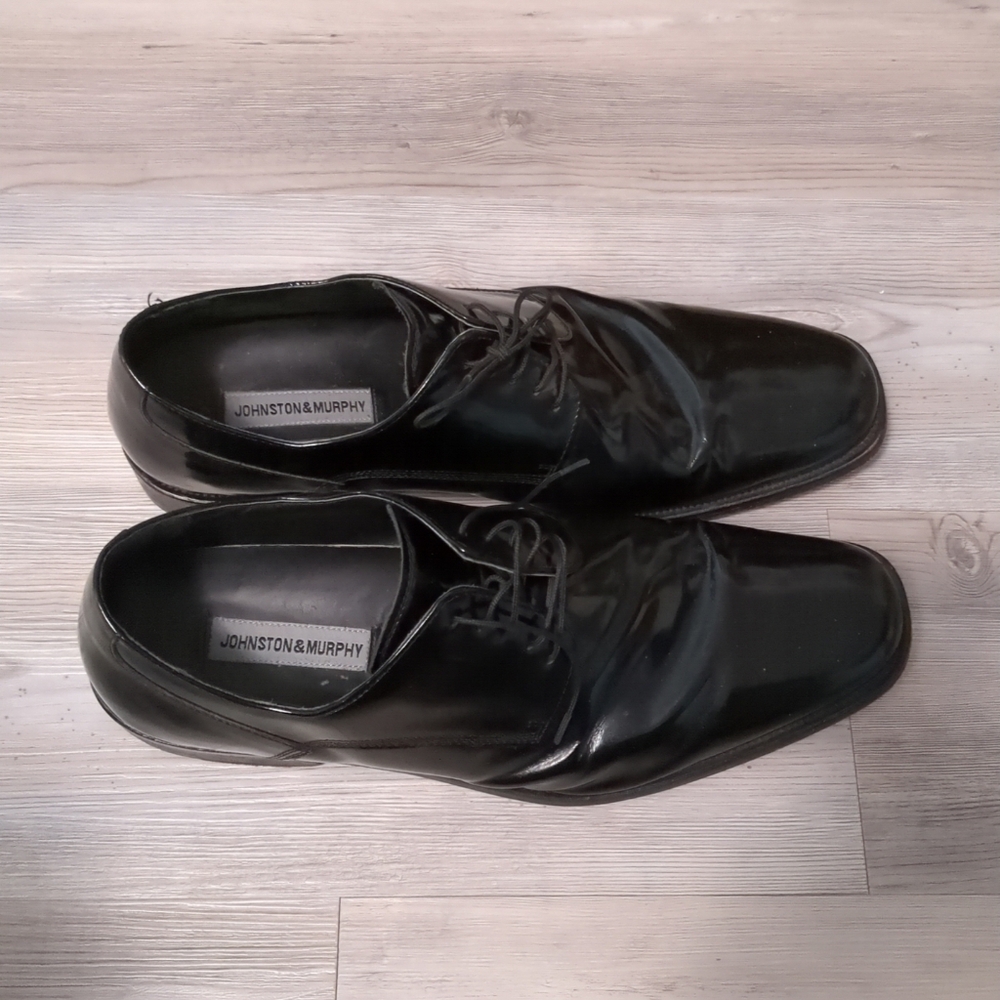 JOHNSIN & MURPHY 13M Black Patent Leather Formal Dress Shoes Wedding Party